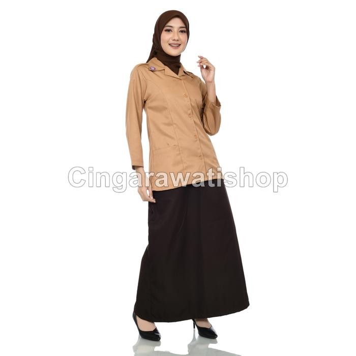 Set Seragam Pramuka Guru Wanita - Kemeja Dan Pilihan Rok/Celana Promo 
