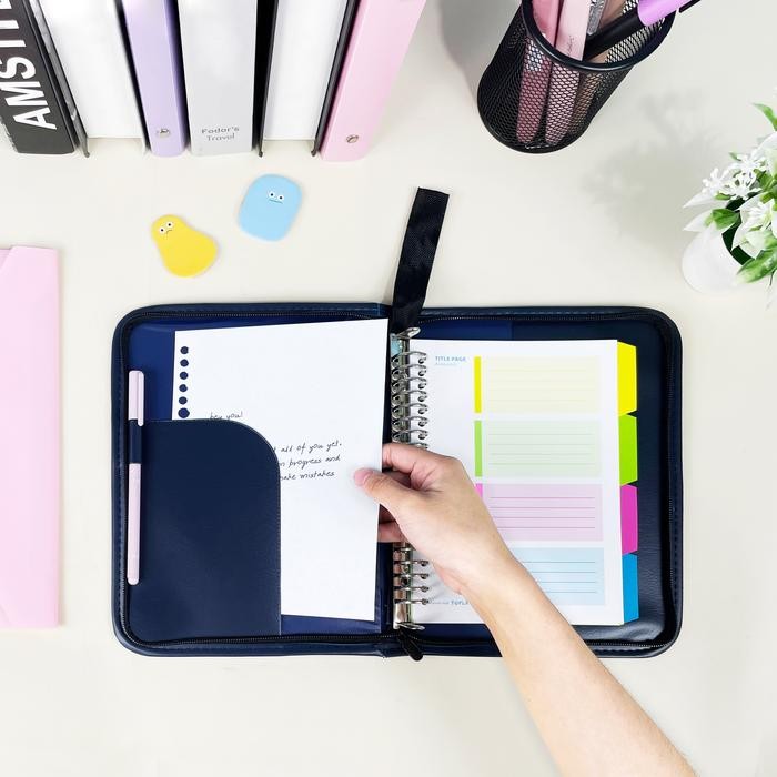 ktw6- Topla Binder Kulit Resleting A5 Buku Binder Zipper Binder Kulit Ukuran A5 995 Binder