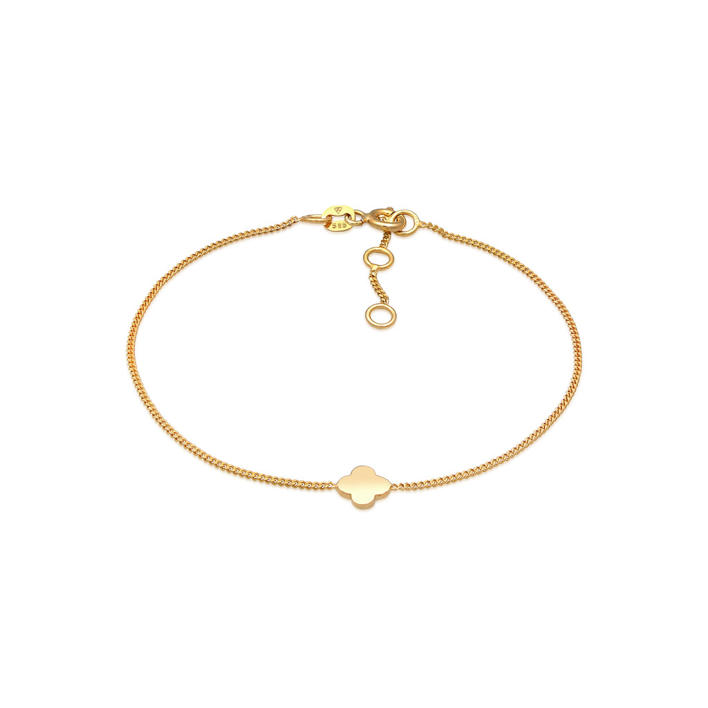 Elli Jewelry Gelang Perhiasan Emas 585 Wanita Cloverleaf Symbol