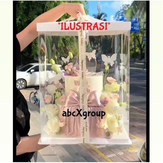 [31x31] Kotak Kue Mika Transparan / Dus Tall Cake / Cake Box Mika 10"