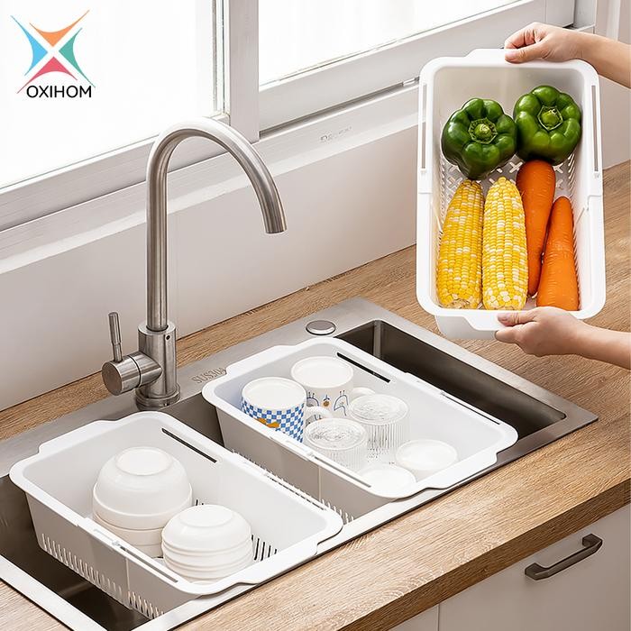 fcvvi- Oxihom Rak Piring Wastafel Rak Piring Plastik Tempat Piring Pengering Piring Buah Rack