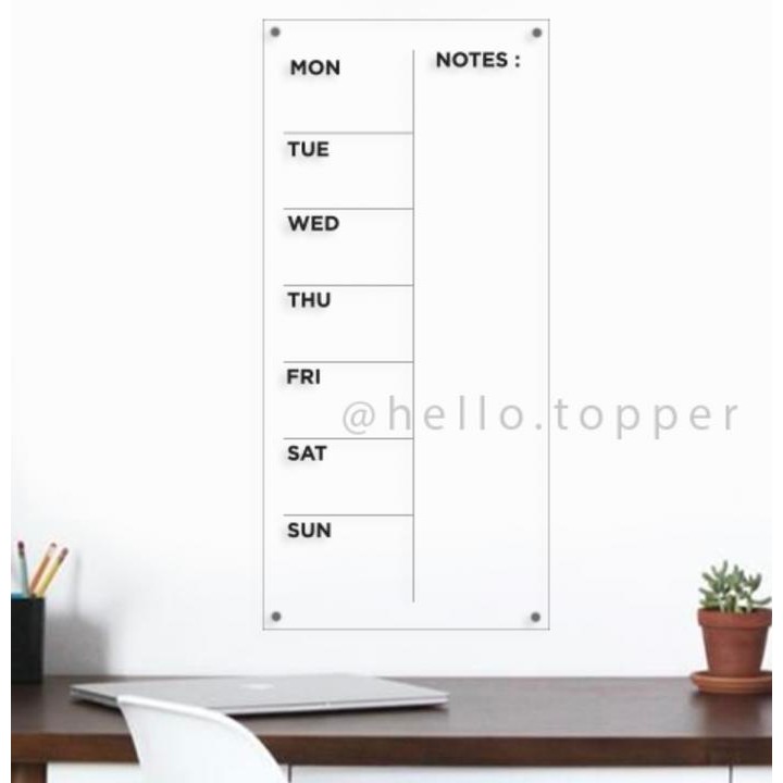Weekly Planner Akrilik Wall Planner Dinding Schedule Board