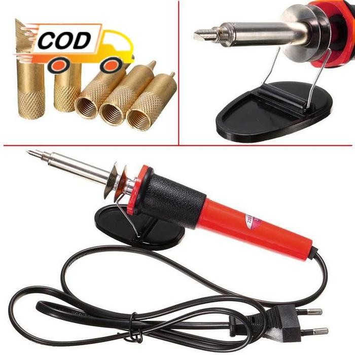 SOLDER LUKIS BAKAR KAYU PYROGRAPHY 5 MATA BIT ALAT PEMANAS PENA LISTRIK UKIR WOOD CARVING