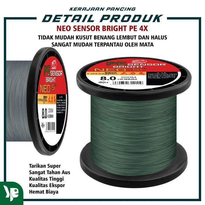 KP - TALI PANCING PE SENSOR BRIGHT 200M WARNA HIJAU NEO+SI2 IKAN JORAN UMPAN