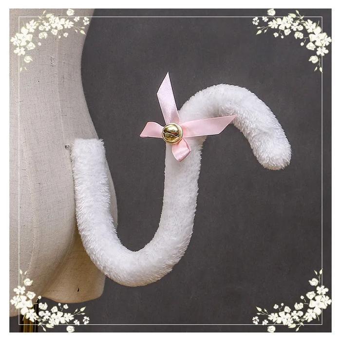 Flexible Plush Cat Tail Ekor Rubah Kucing Panjang Tail Cosplay - Putih