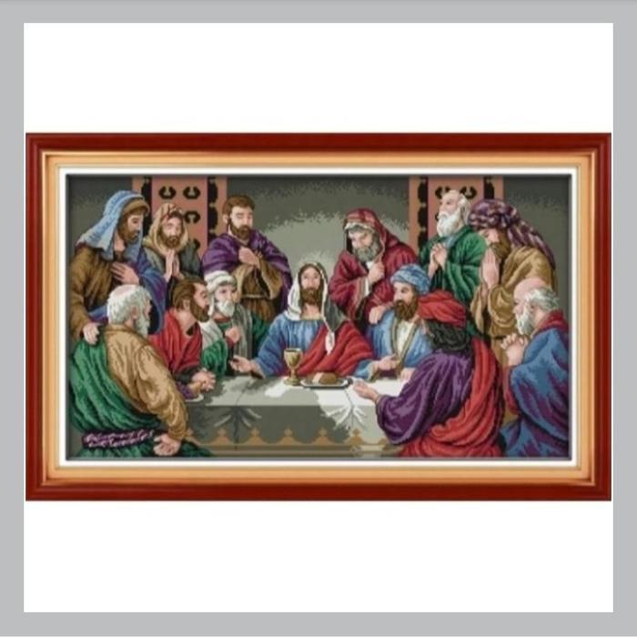 TERLARIS paket cross stitch kristik perjamuan kudus yesus 14ct READY