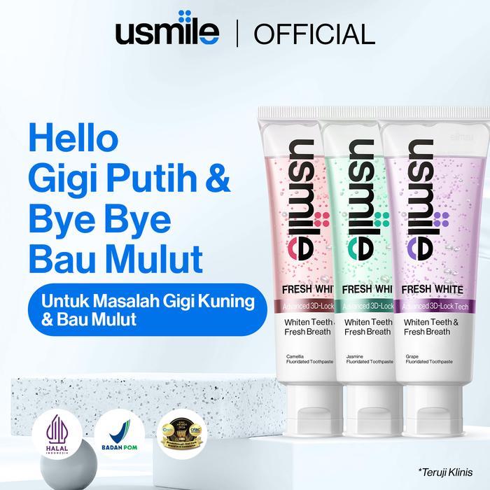 [BELI 3 DAPAT 4] usmile Odol Parfum Pasta Gigi Fresh White 3x110gr (Mix Flavor) GRATIS Pasta Gigi