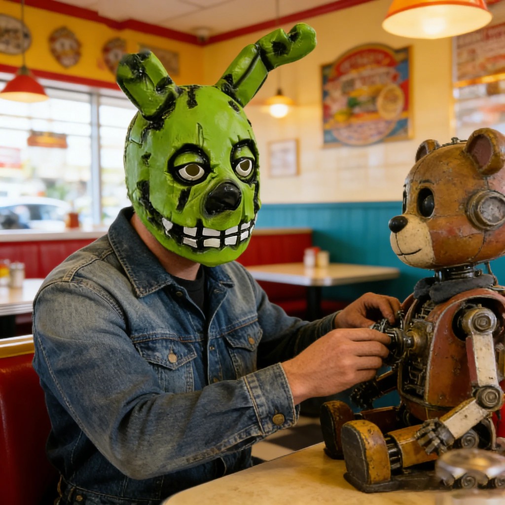 F Nights At Freddy'S Springtrap Mask Fnaf 3 Decayed Bunny Latex Prop, Scary Halloween Cosplay