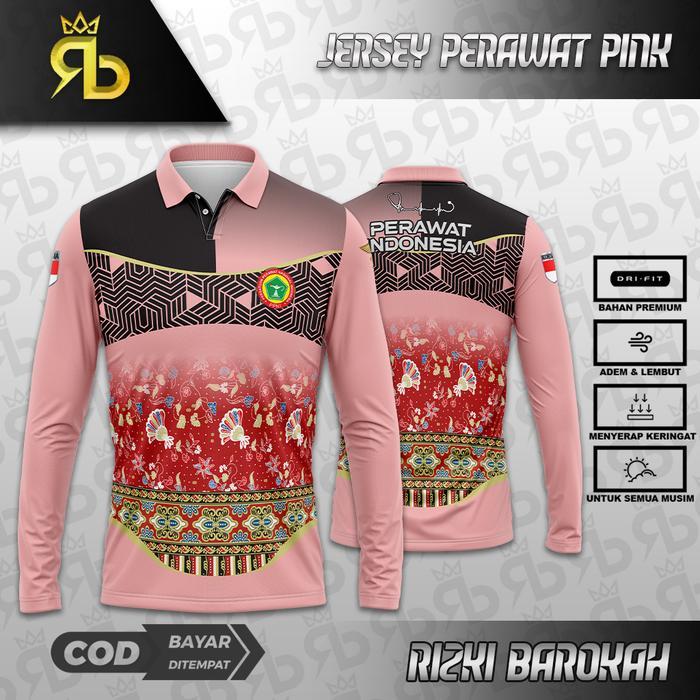 Jersey Polo Perawat Pink / Lengan Panjang / Jersey Perawat Polo / Panjang / Kaos Santai / Kaos