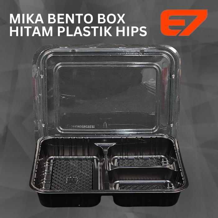 Mika Bento Sekat 3 Hitam - Mika Box HIPS , Bento Box, Bento Tray
