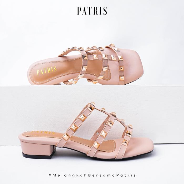 Patris Indo - Aleira Sandal Wanita Heels / Hak 3 Cm Black Merah Sendal