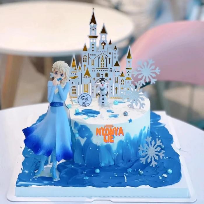 CCF01A Cake Topper FROZEN 3D JUMBO ELSA Figure Boneka Karakter Dekor Kue Ulang Tahun Nyonya Lie