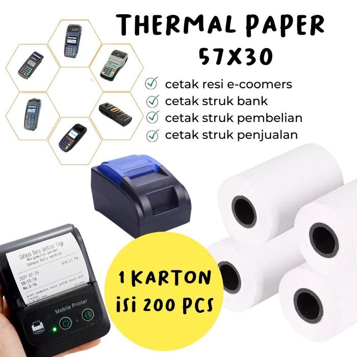 

Kertas Struk Kasir Paper Roll Termal 1 Karton 200 roll uk 57x30mm