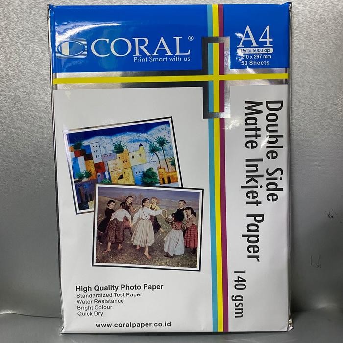 

Pilihan- Kertas Photo Inkjet Photo Paper Coral Double Side Matte A4 140 Gsm