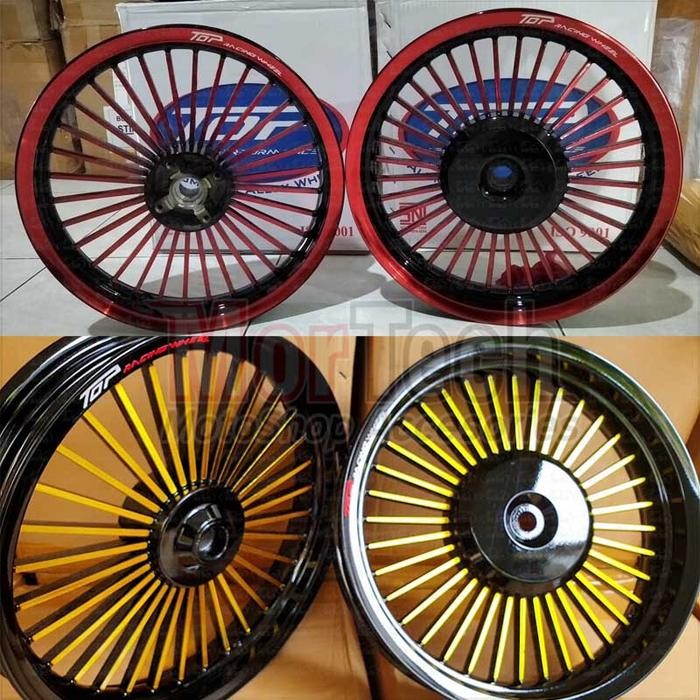 Velg Pelek Racing Tapak Lebar Retro Motor Vario 125-150 Fi Hitam Gold