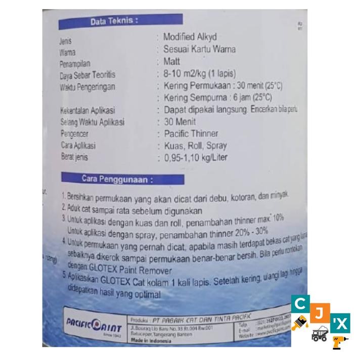 Cat Kolam / Cat Kolam Renang / Cat Bak Air Glotex Pacific Paint 1 Kg