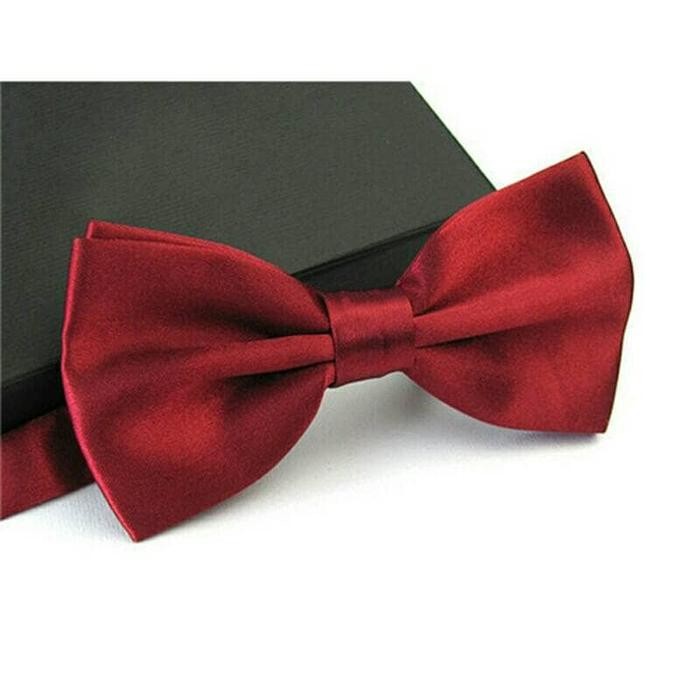 Pilihan- Dasi Kupu Kupu Polos Satin Kualitas Premium Warna Merah Maroon