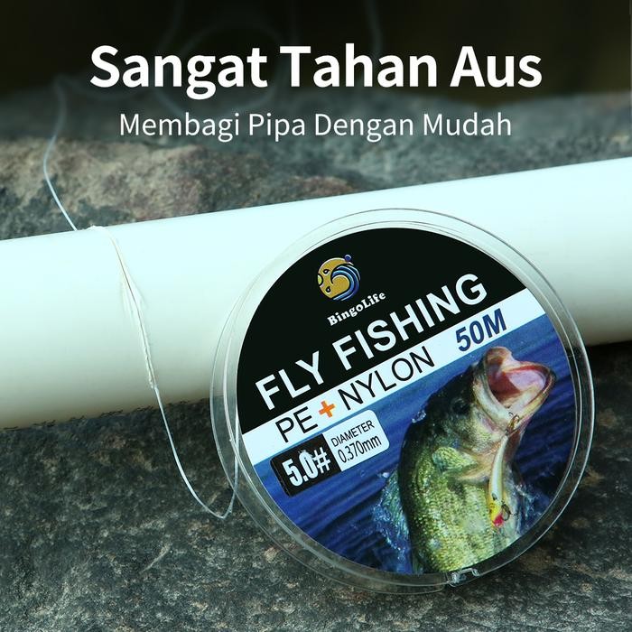 Benang Pancing Kuat Anti Keriting Anti Putus Putih Senar Pancing Pe + Nilon Kuat 0.05Mm Fly Fishing
