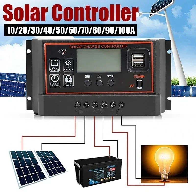 BEST SELLER 10/20/30/40/50/60/70/80/90/100A New Solar Controller Digital Display LCD Screen Automati
