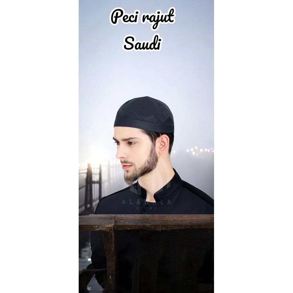 Peci Rajut Turki Tebal/ Peci Rajut Yaman Turki / Peci Rajut Katun /Peci RajutTurkiAllSize hitam