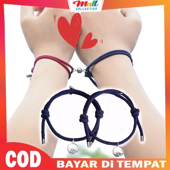 

New MALL - Gelang Couple Magnet 2Pcs Dengan Liontin Pasangan Sahabat Bestie Bahan Tali GLG09