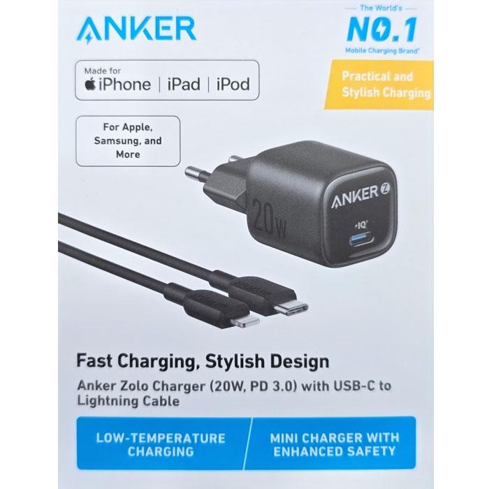 ANKER Zolo Charger 20W With USB Type C to Lightning Cable B2699