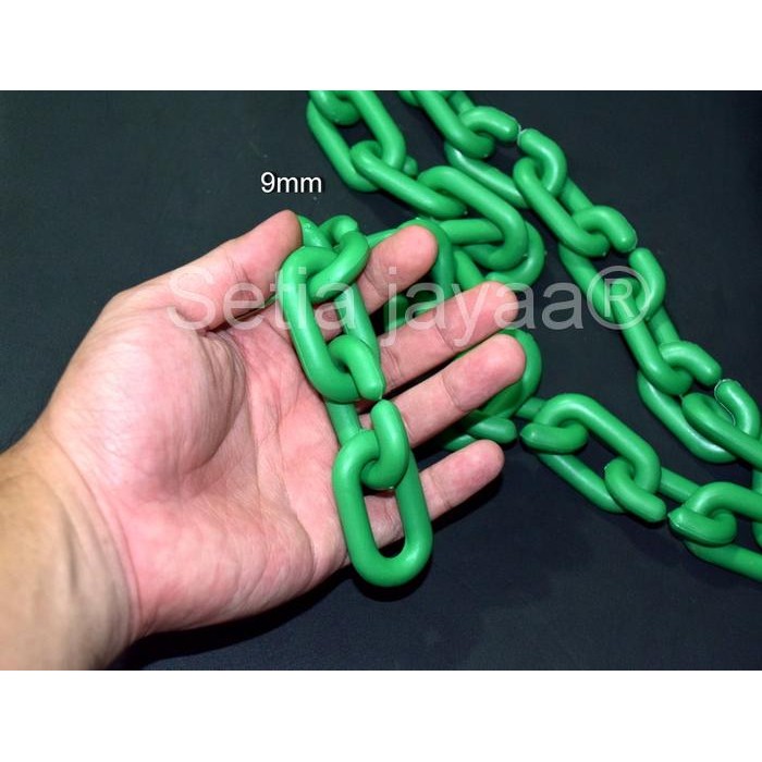 RJ rantai plastik besar (HIJAU) 9mm / rantai plastik distro / gantungan