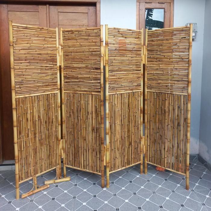 ASLI Sketsel / Pems Ruangan / Partisi Full Bambu Cendani 4 Lembar READY STOCK