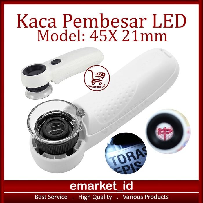 

SALE Kaca Pembesar LED 45X 21mm AE88 / Lampu Lup Lensa Magnifier Handheld