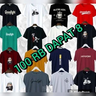 100 RB DAPAT 8 KAOS KEREN MOTIF DISTRO MASA KINI BAJU PRIA WANITA