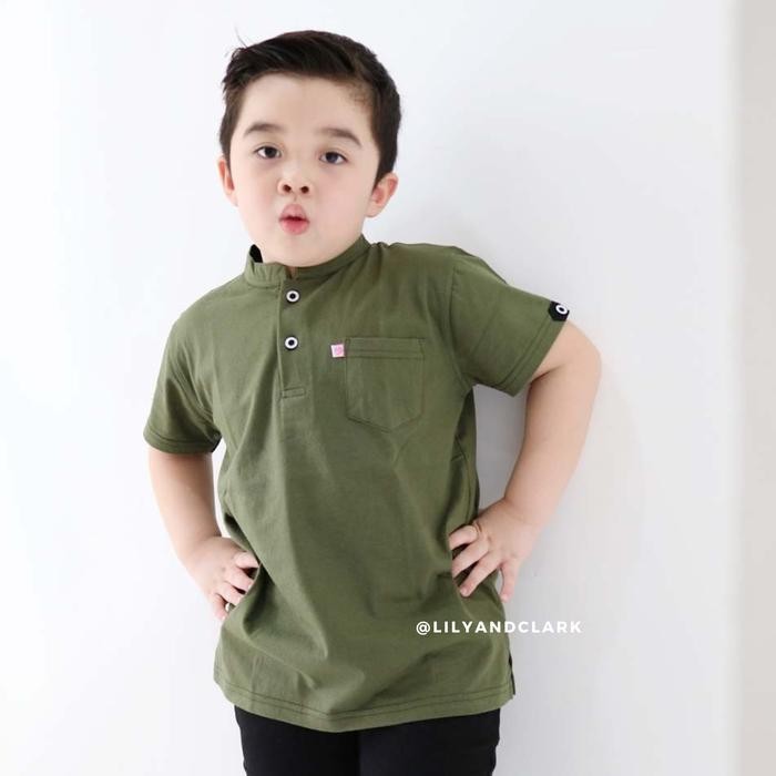 Pilihan- Lily And Clark Koko Kaos Shanghai Bahan Adem Dan Berkualitas Warna Hijau Army Ks03