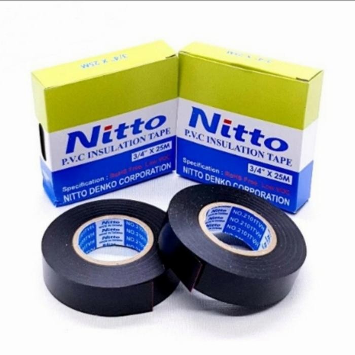Nitto isolasi kabel listrik / lakban listrik /Selotip Hitam Merah Kuning Biru