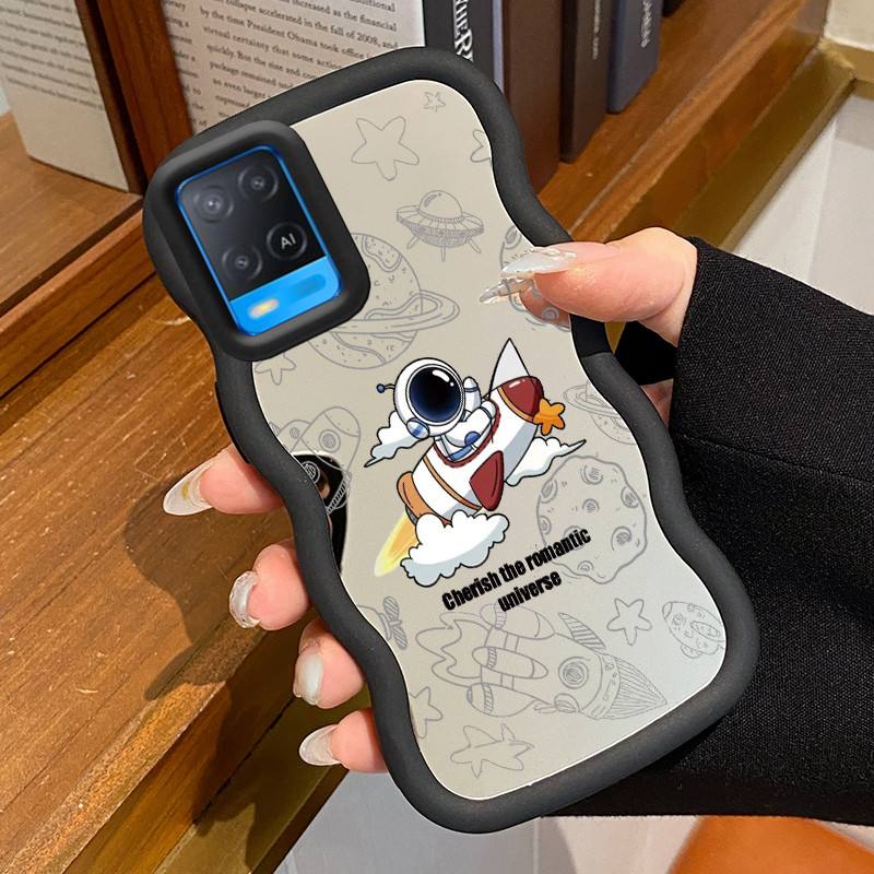 Casing Untuk OPPO A54 Case Casing Astronot Pola HP Cesing Macaron Kasing Mirror Silikon Softcase