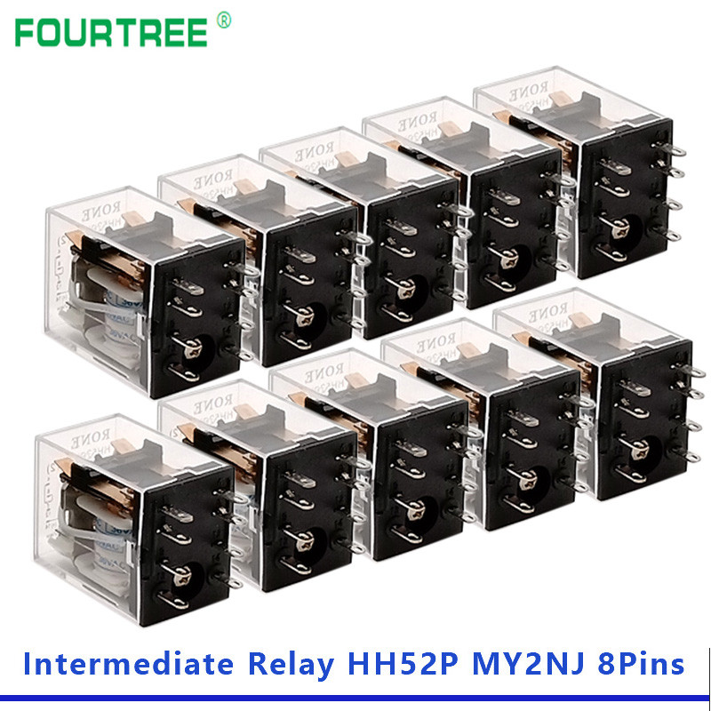 10Pcs Intermediate Relay Coil General DPDT Mini Electromagnetic Relay