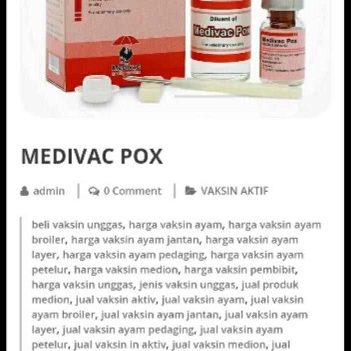 MEDIVAC POX MENCEGAH CACAR PADA UNGGAS AYAM