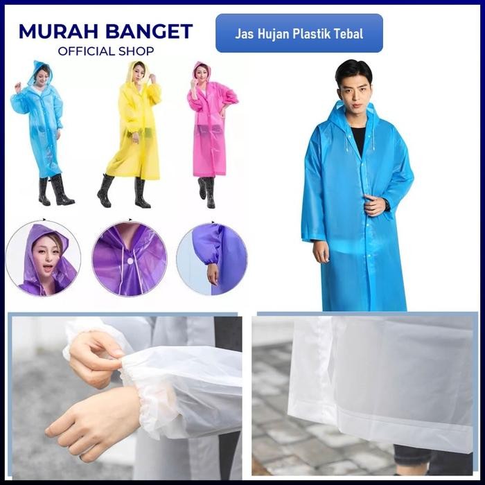 Jas Hujan Tebal Model Poncho Waterproof Bahan EVA Jas Hujan Transparan