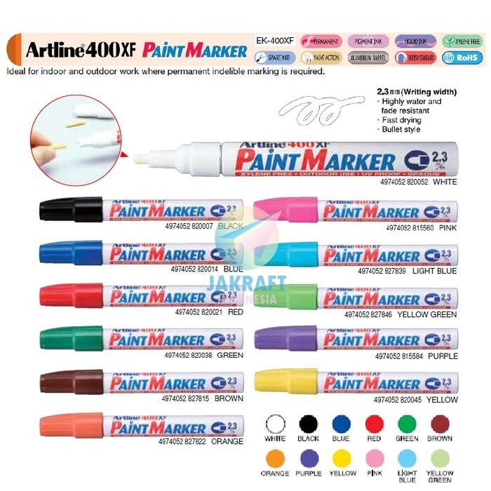 

New (1 Pcs) Spidol Permanent ARTLINE Paint Marker EK-400XF Segala Permukaan 2.3 mm Anti Air
