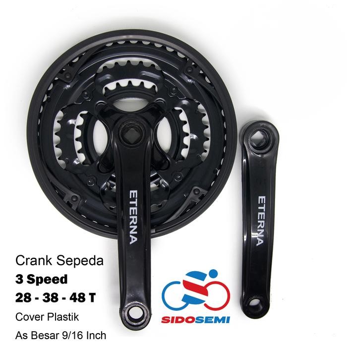 CRANKSET CRANK 3 SPEED GIR GEAR DEPAN SEPEDA GUNUNG MTB BALAP ARM 170 MM - ETERNA