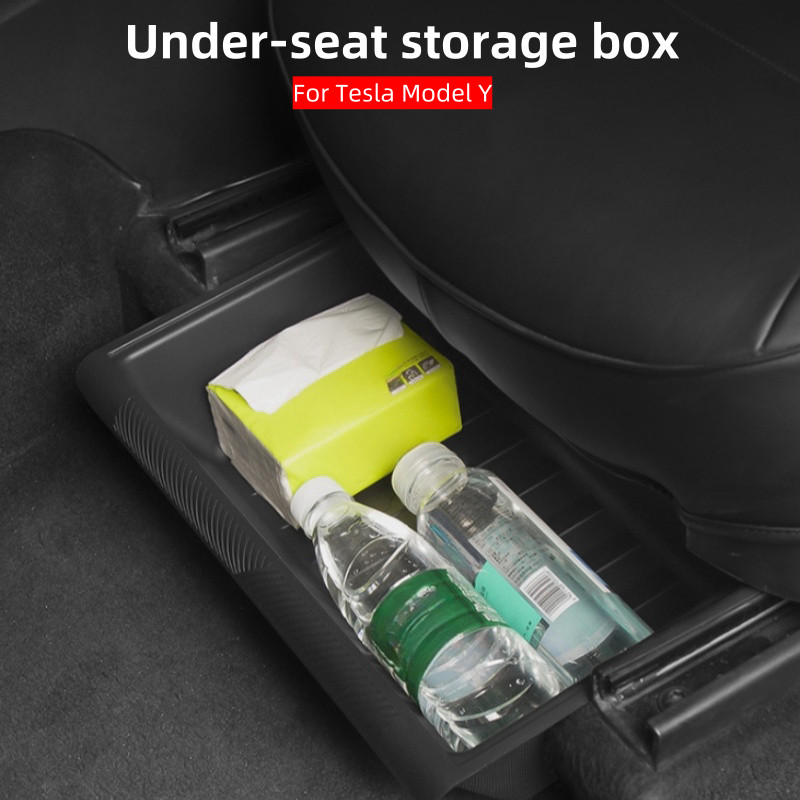 For Tesla ModelY Under Seat Storage Box TPE Storage Box Car Storage Box Modification Accessories