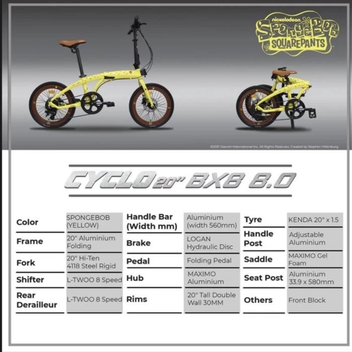 Maximo Piegare Spongebob Bx8 3.0 Sepeda Lipat 16Inch