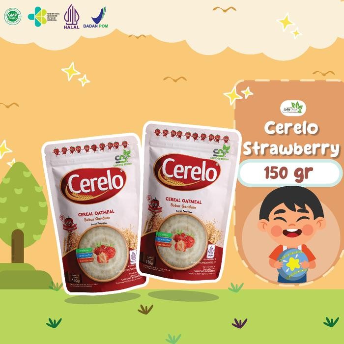 instanGasPoll- Sanfood Brilian Cerelo Strawberry 150Gr Oatmeal Sereal Gandum Instan Rasa Stroberi