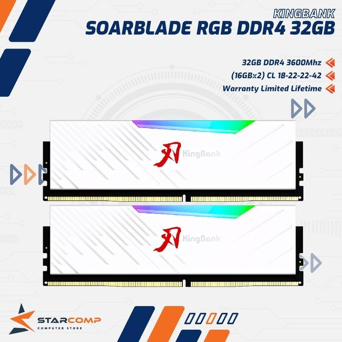 KINGBANK SOARBLADE RGB DDR4 32GB 3600Mhz White RAM PC