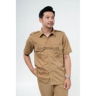 TERMURAH Baju Seragam Pria PDH PNS PEMDA GURU warna coklat Celana Panjang Kerja Sekolah READY STOCK