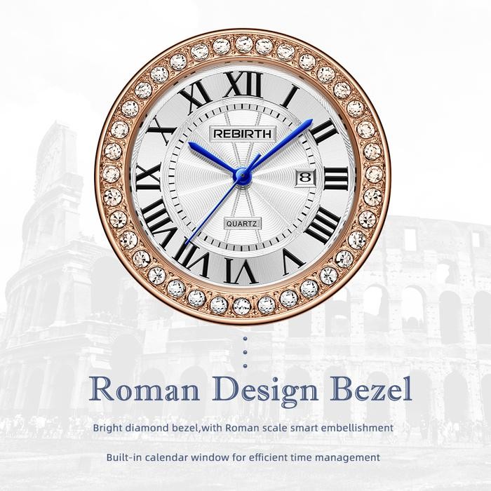 Rebirth Jam Tangan Wanita Original Anti Air Tali Kulit Jam Tangan Cewek