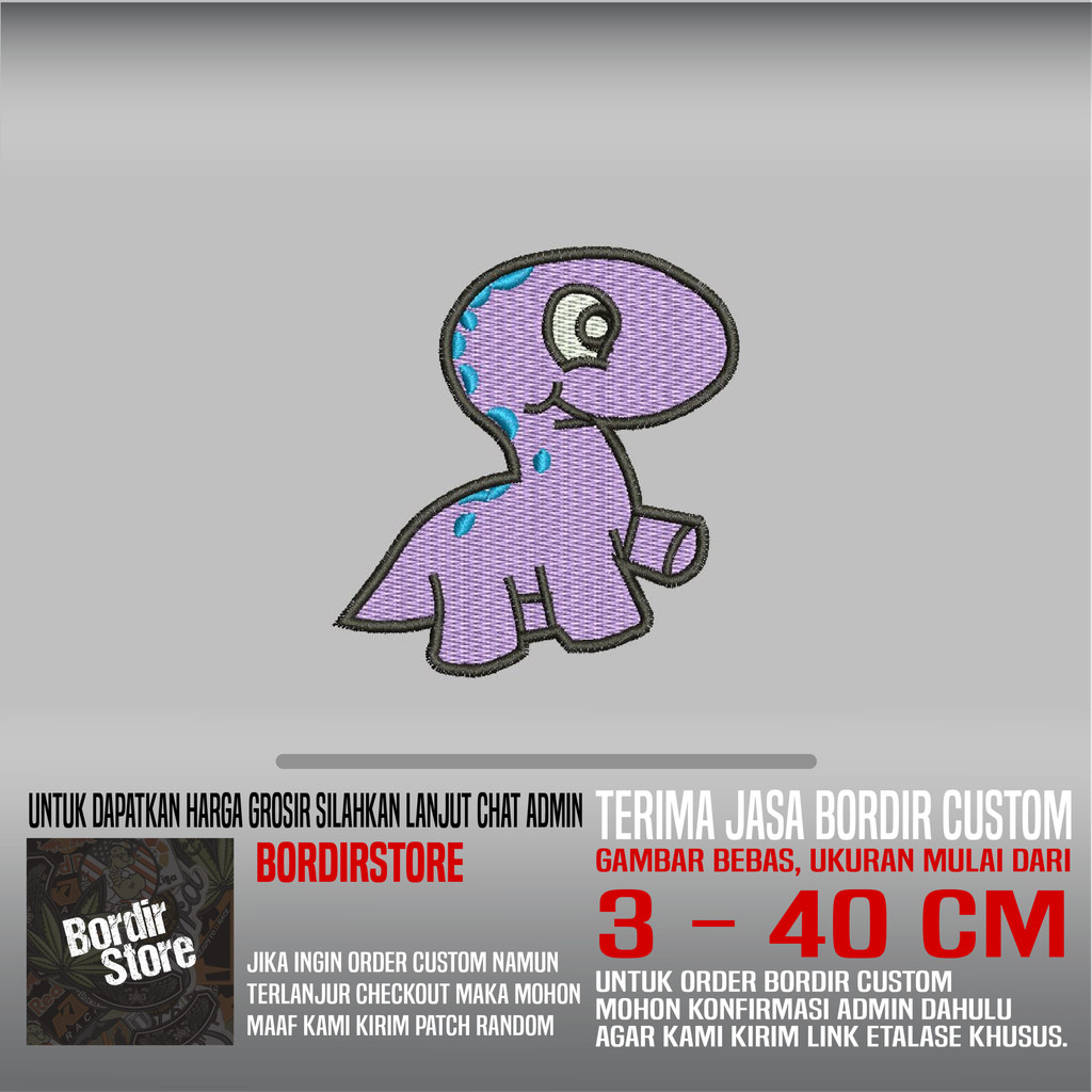 DINOSAURUS KARTUN KECIL BS-848 PATCH BORDIR LOGO/EMBLEM
