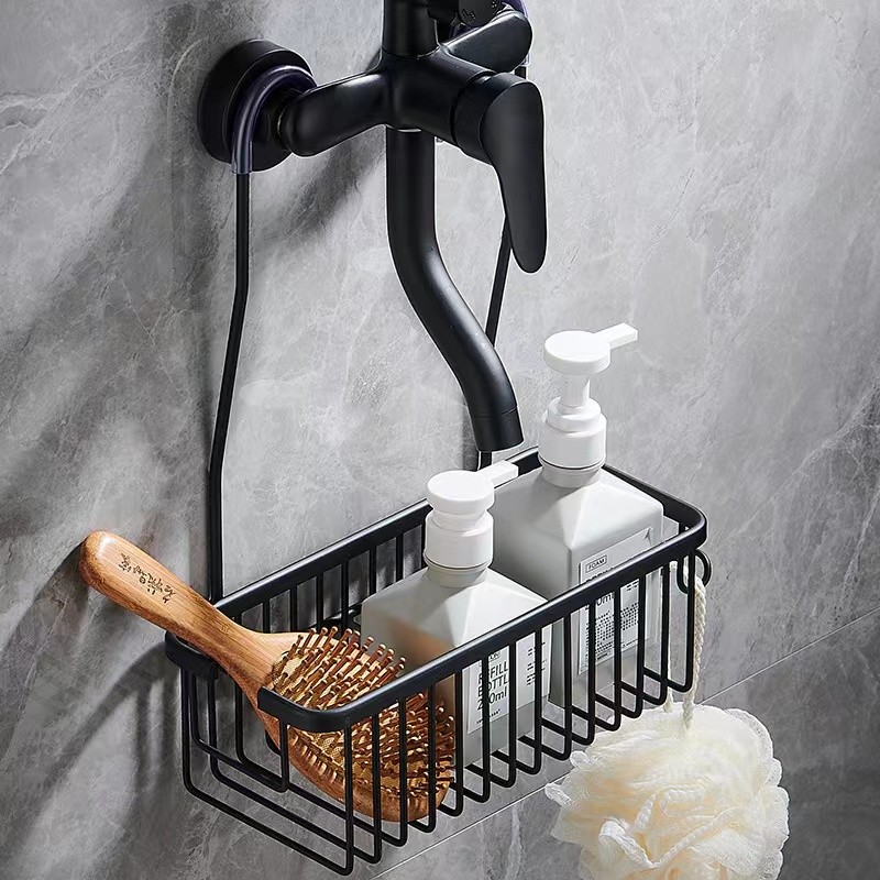 Space Aluminum Bathroom Faucet Shelf Bathroom Shower Gel Storage Rack Shower Room Shower Hanging Bas
