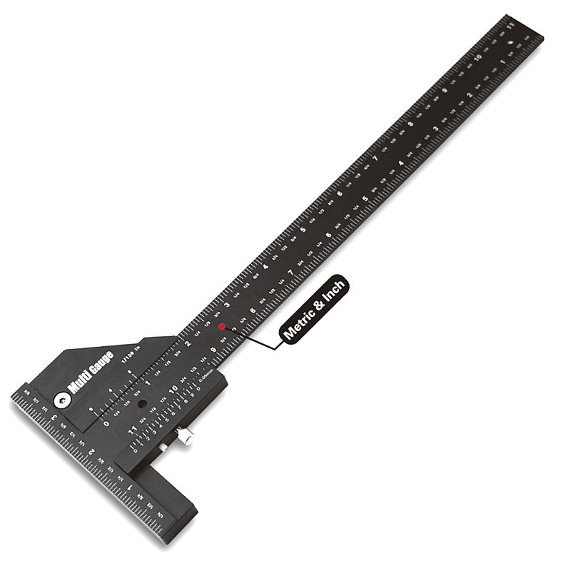 Multi Woodworking Sliding Gauge Aluminum Alloy Scribe Ruler Depth Gauge T-Square Scribing Measuring 