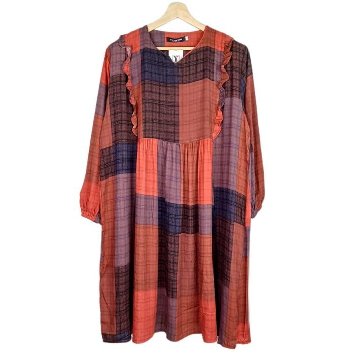 l9n1- Tunik Jumbo Ld 130 Cm Rayon Motif Kotak Big Size Xxxxxl 5Xl 4262#