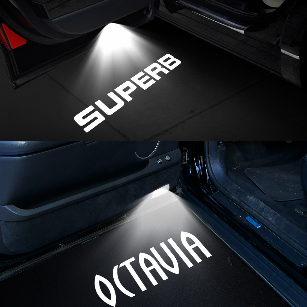 SUPERB Car Door Light OCTAVIA Logo Light LED Courtesy Light For Skoda
