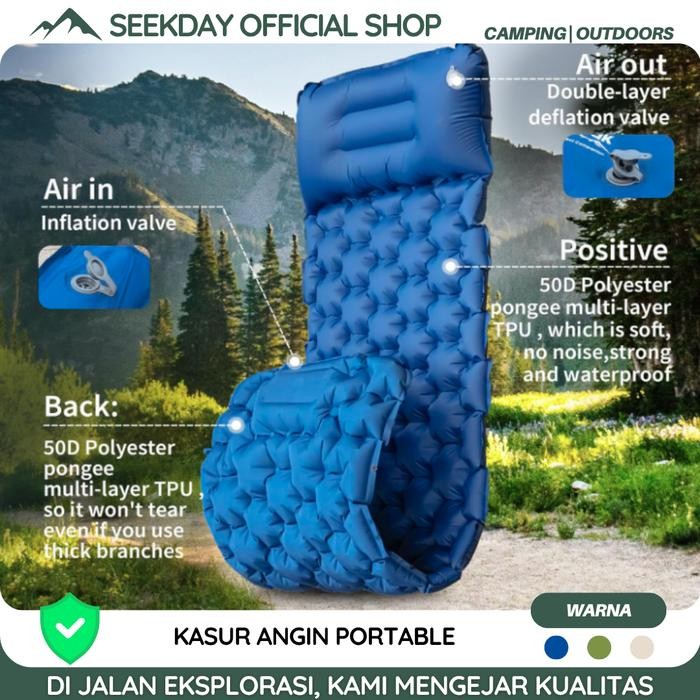 Seekady Kasur Angin Portable Kasur Tiup Camping Kasur Tidur Angin Sleeping Pad Pemasangan tiup